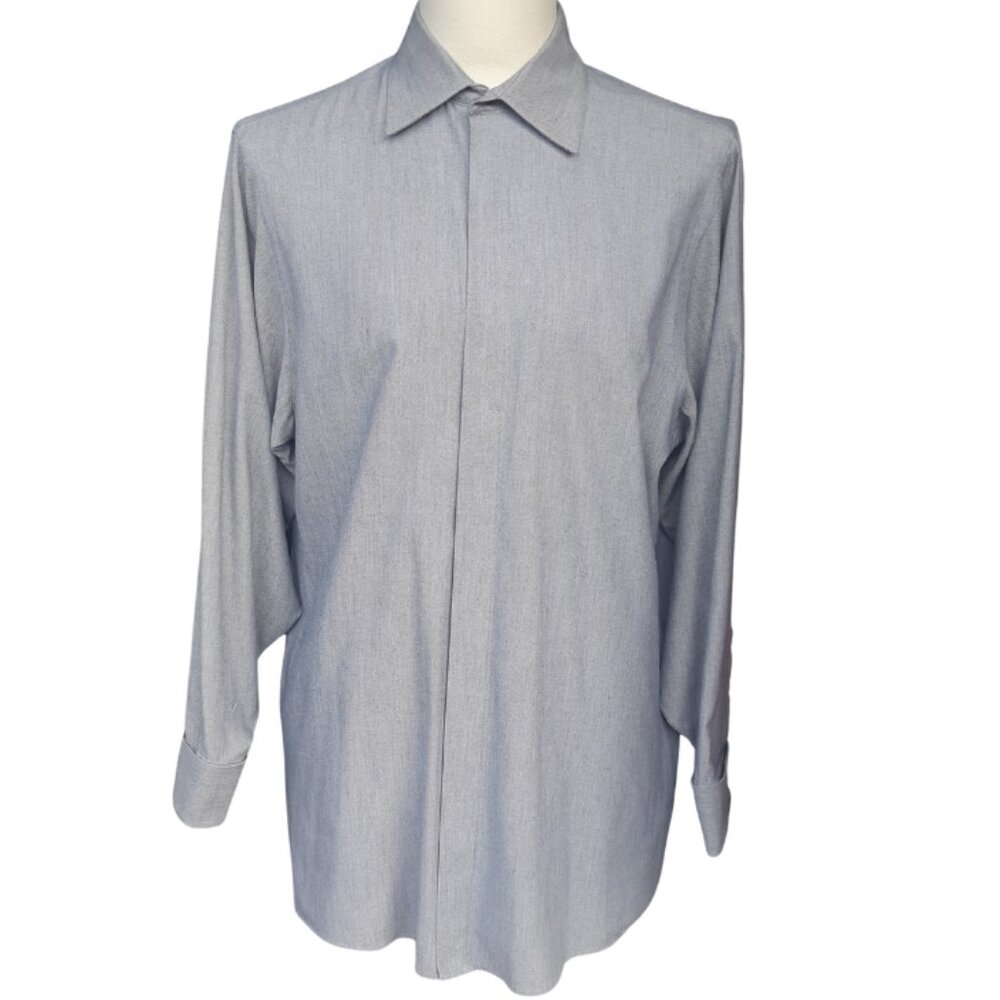 Geoffrey Beene SZ 15.5 French Cuff Grey Button Up Men's Shirt